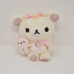 2016 Pink Sitting Korilakkuma with Bunny and Floral Crown Plush  - Rilakkuma Store Limited