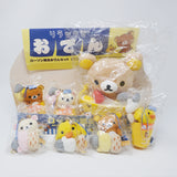 2013 Oden Rilakkuma Plush in Kiiroitori Bowl with Korilakkuma Keychains - Full Plush Set with Display (Lawson Limited)