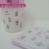 SET Juicy Tapioca - Slim Mirror & Travel Tooth Brush Set - Boba Milk Tea - Kamio Japan
