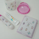 SET Juicy Tapioca - Slim Mirror & Travel Tooth Brush Set - Boba Milk Tea - Kamio Japan