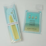 SET Slim Comb & Thin Folding Card Mirror - Avocado - Kamio Japan