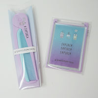 SET Tapioca Milk Tea Slim Comb & Thin Folding Card Mirror - Boba - Kamio Japan