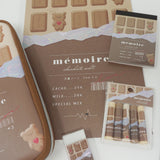 SET Deluxe Pouch & Stationery Set - Mémoire Chocolate Bear Theme- Kamio Japan