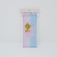 Rilakkuma Clear Pen Case - Pastel Heart Design