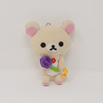 Korilakkuma with Purple Tulip Prize Plush Keychain - Rilakkuma