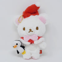 (No Tags) 2016 Korilakkuma with Penguin Plush Keychain - Christmas Rilakkuma Store Limited - San-X