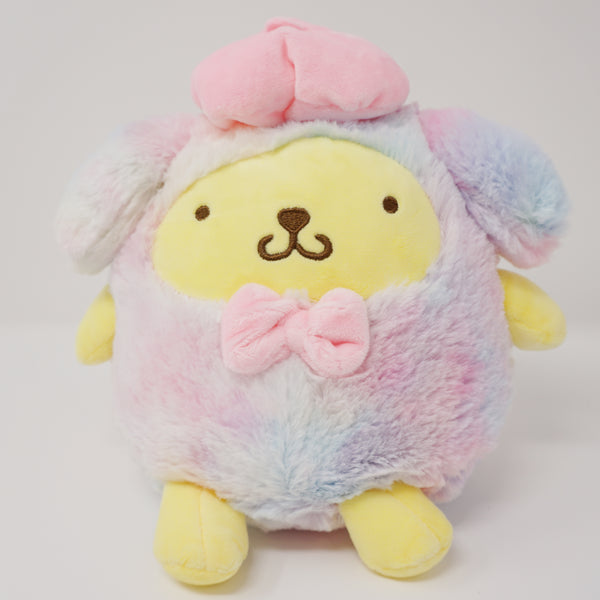 2020 Rainbow Fuzzy Outfit Pom Pom Purin Zipper & Keychain Plush - Sanrio