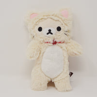 White Cat Korilakkuma Huggable Bear  Plush 8" Small - Neko Rilakkuma San-X Originals