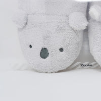 Fluffy Grey Koala Face Microfiber Towel Slippers - Zooie Japan