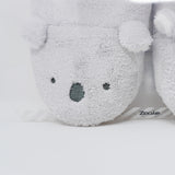 Fluffy Grey Koala Face Microfiber Towel Slippers - Zooie Japan