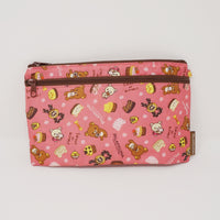 Flat Zipper Pouch - Rilakkuma Chocolate & Coffee