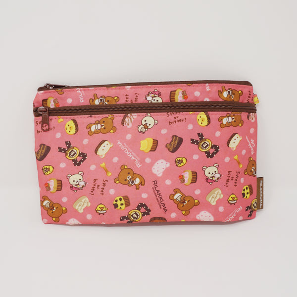 Flat Zipper Pouch - Rilakkuma Chocolate & Coffee