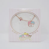Little Twin Stars Gold Enamel Charm Necklace - Sanrio