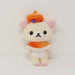 (No Tags) 2009 Korilakkuma with Pumpkin Hat and Orange Cape Prize Toy Plush - Rilakkuma Pumpkin Halloween (No Tags)