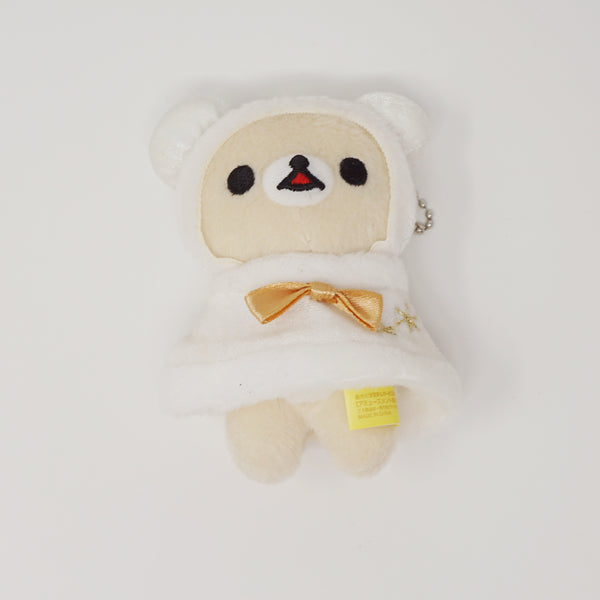 (No Tags) 2014 Korilakkuma with White Cape Plush Keychain - Rilakkuma Winter Christmas - San-X