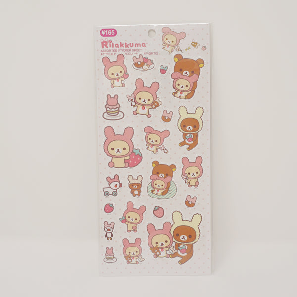 Strawberry Korilakkuma Stickers Sheet - Rilakkuma Strawberry Theme San-X