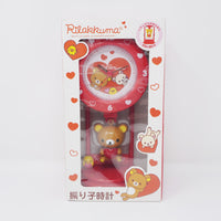 2009 Rilakkuma Pendulum Style Clock - Rilakkuma with Hearts Valentine's - San-X