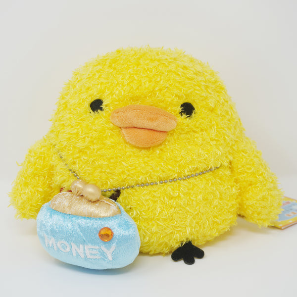 2007 Large Fuzzy Kiiroitori with Money Pouch Plush - Happy Rilakkuma Theme - San-X