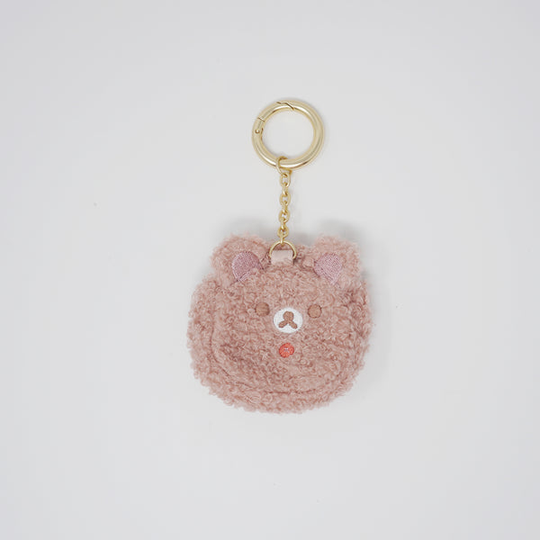 (No Tags) Korilakkuma Pink Button Fuzzy Face Mini Pouch Keychain - Rilakkuma - San-X