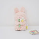 Fuzzy Pink Bunny Rabbit with Flower "Arigaton" - Fuwafuwa Tatton -  Sun Lemon