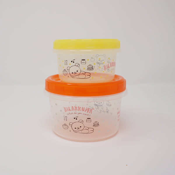 Circular Storage Container (Red & Yellow) Set  - Rilakkuma