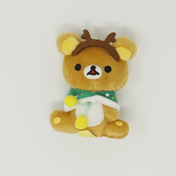 2014 Rilakkuma with Antlers & Green Cape Prize Toy Plush Keychain - Christmas