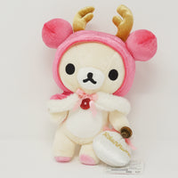 2008 Korilakkuma with Pink Hood & Reindeer Antlers Plush - Christmas Rilakkuma Store Limited