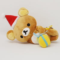 2007 Santa Hat Rilakkuma Lying with Present Prize Toy Plush - Christmas
