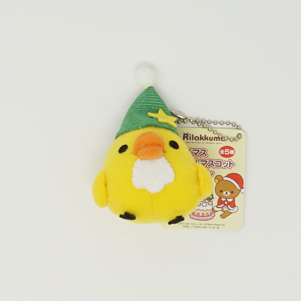 2011 Kiiroitori with Santa Beard and Green Hat Prize Toy Plush Keychain - Colorful Christmas Theme