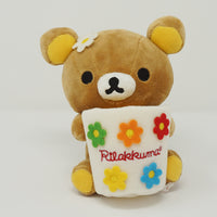 2007 Floral Rilakkuma Cup Stand Plush - Rilakkuma with Flowers