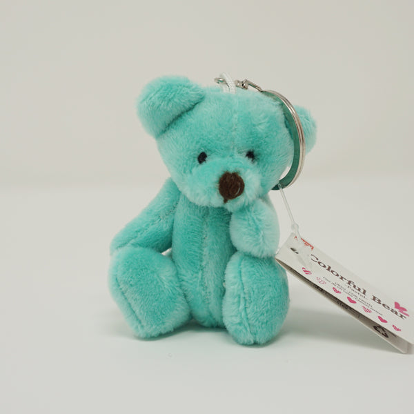 Teal Blue Plush Bear Keychain