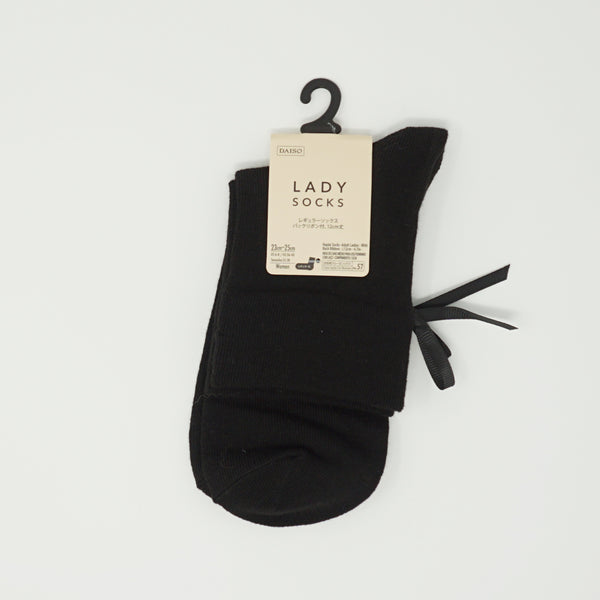 Ladies Socks - Black with Ribbon
