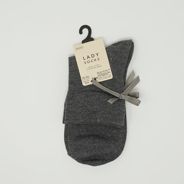 Ladies Socks - Grey with Ribbon