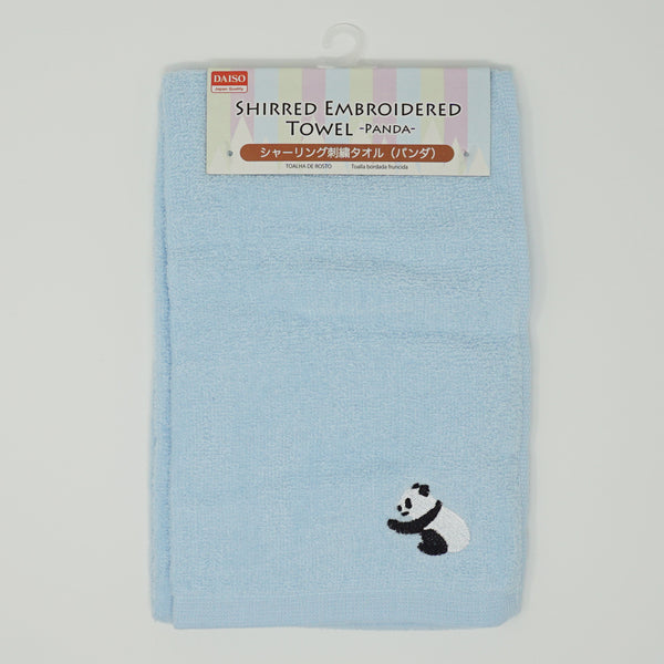 Panda Embroidered Face Towel - Blue