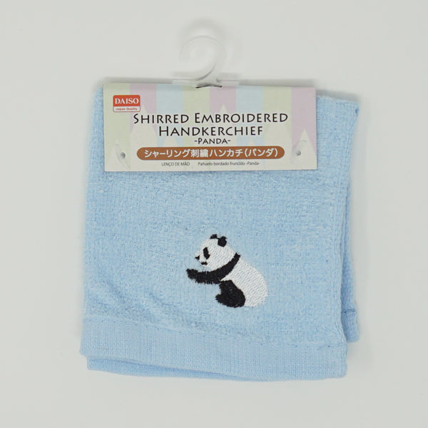 Panda Embroidered Hankerchief - Blue