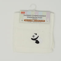 Panda Embroidered Hankerchief - White