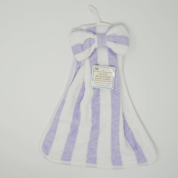 Lavendar Striped Bow Microfiber Hand Towel