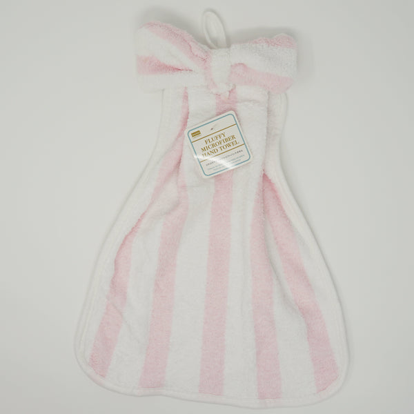 Pink Striped Bow Microfiber Hand Towel