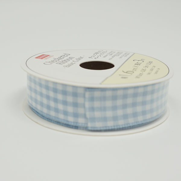 Light Blue Gingham Ribbon - Standard Size