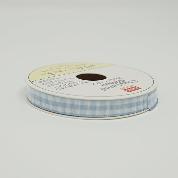 Light Blue Gingham Ribbon - Thin Size