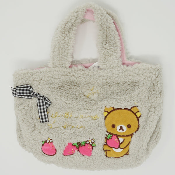 2014 Fuzzy Grey Prize Tote Bag  - Strawberry Rilakkuma