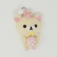 2009 Pink Pajamas Korilakkuma Plush Keychain - Good Night Rilakkuma