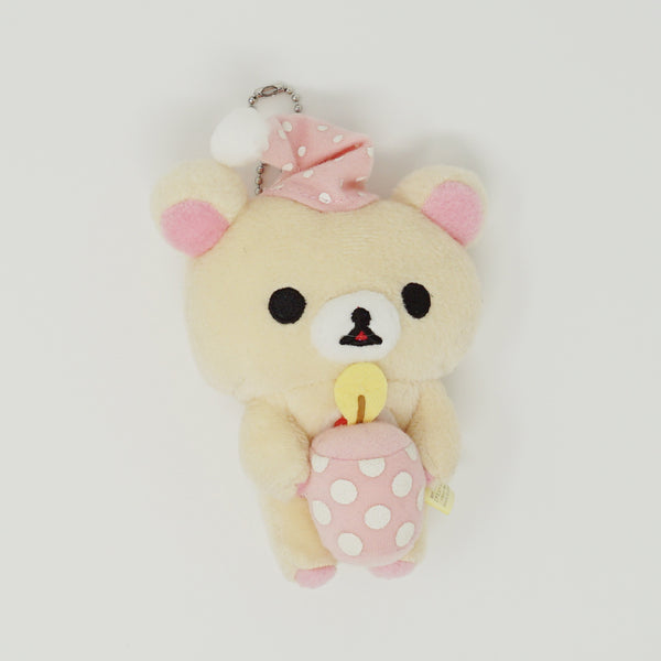 2009 Pink Pajamas Korilakkuma Plush Keychain - Good Night Rilakkuma