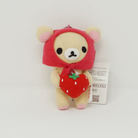 Korilakkuma with Red Hood and Strawberry Plush Keychain - Strawberry Rilakkuma Theme