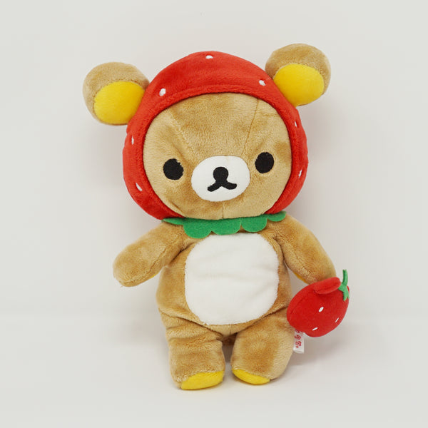 (No Tags) 2009 Rilakkuma Strawberry Hat Plush - Strawberry Theme - San-X