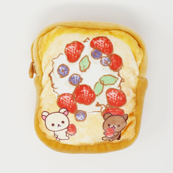 Toast with Cream and Berries Zipper Pouch - Rilakkuma Bread Design
