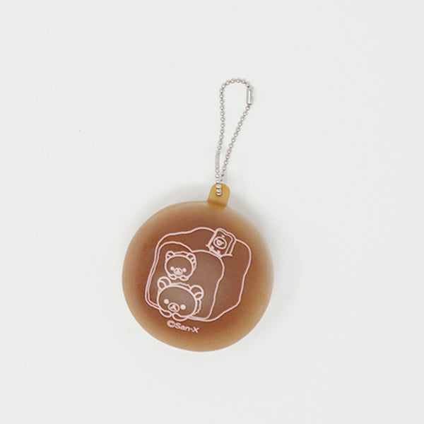 Dark Brown Chocolate Round Bun Squeeze Cream Bread Keychain - Sumikkogurashi