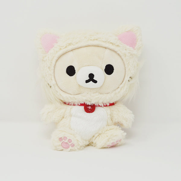 2015 Korilakkuma White Cat with Red Ribbon Plush - Relaxing Cat Theme - Rilakkuma