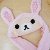 (No Tags) Pink Rilakkuma Bunny Hat with Moving Ears  - Rilakkuma Prize Goods - San-X