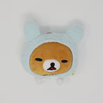 Rilakkuma in Blue Bunny Ears Face Plush Prize Keychain - Rilakkuma Bunny